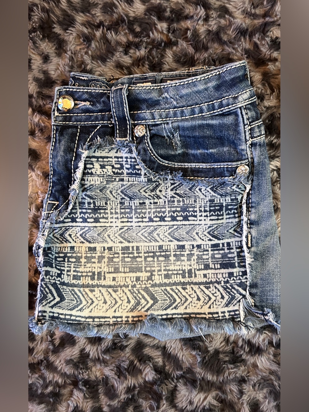 Miss Me tag size 30 aztec Blue Distressed Denim Shorts